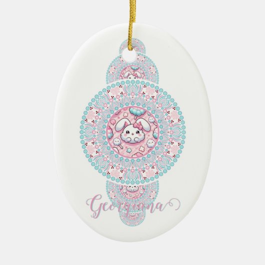 Personalisiert Niedliche Kawaii Bunny Ornamental M Keramik Ornament (Vorne)