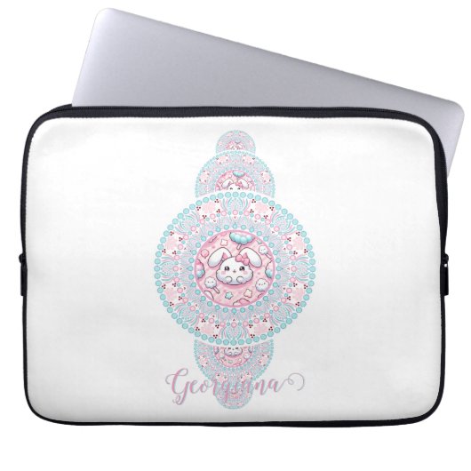 Personalisiert Niedliche Kawaii Bunny Ornamental M Laptopschutzhülle (Vorderseite)