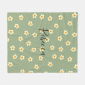 Personalisiert Niedliche Moderne Daisy-Muster Grün Fleecedecke (Vorderseite (Horizontal))