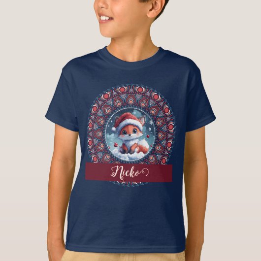 Personalisiert Niedliche Weihnachten Kawaii Fox Do T-Shirt (Vorderseite)