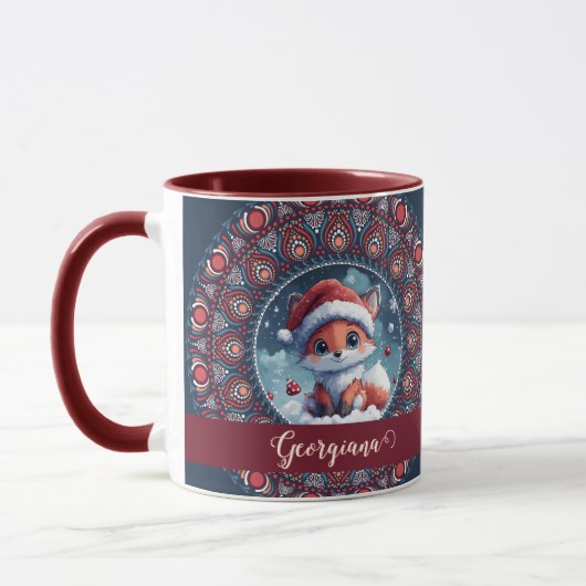 Personalisiert Niedliche Weihnachten Kawaii Fox Do Tasse (Links)