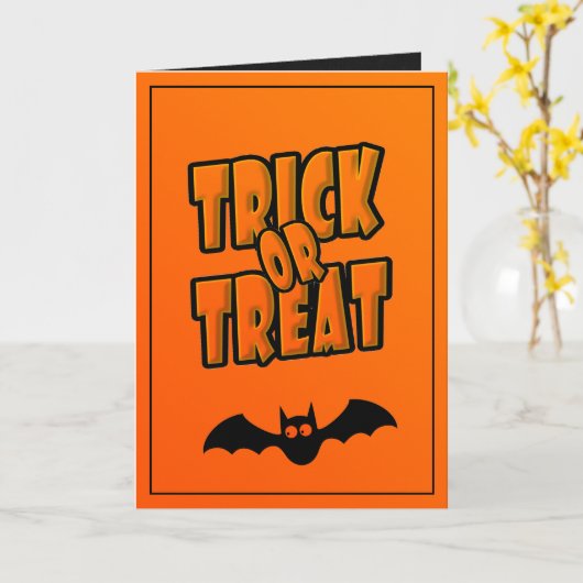 Personalisiert | Niedlicher Bat Trick oder Treat G Karte (Gelbe Blume)