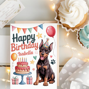 Personalisiert Niedlicher Doberman Hund Geburtstag Karte