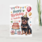 Personalisiert Niedlicher Rottweiler Geburtstag Karte (Vorderseite)