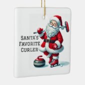 Personalisiert Niedlicher Santa Curling Keramikornament (Rechts)