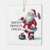 Personalisiert Niedlicher Santa Curling Keramikornament (Links)