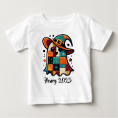Personalisiert Niedliches Patchwork-Ghost-Hallowee Baby T-shirt (Vorderseite)