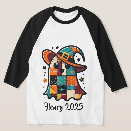 Personalisiert Niedliches Patchwork-Ghost-Hallowee T-Shirt (Ablage )
