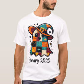 Personalisiert Niedliches Patchwork-Ghost-Hallowee T-Shirt (Vorderseite)