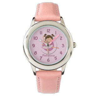 Personalisiert Niedliches Rosa Ballerina Armbanduhr
