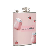 Personalisiert Niedliches Rosa Strawberry Jar Must Flachmann (Rechts)
