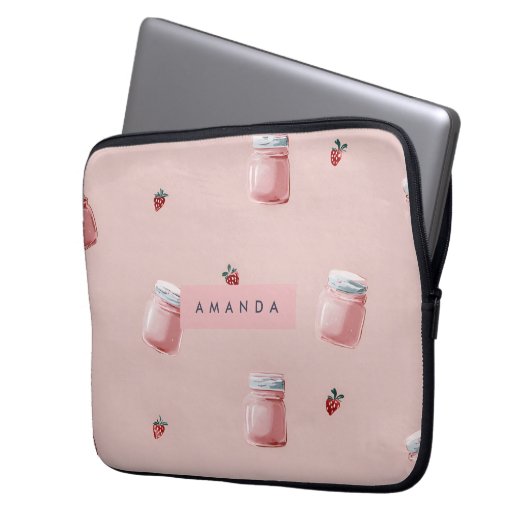 Personalisiert Niedliches Rosa Strawberry Jar Must Laptopschutzhülle (Vorderseite Links)