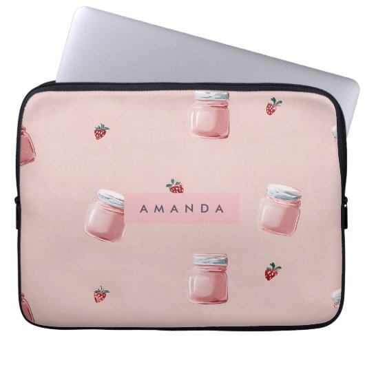 Personalisiert Niedliches Rosa Strawberry Jar Must Laptopschutzhülle (Vorderseite)