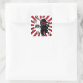 Personalisiert Ninja Samurai Warrior Birthday Quadratischer Aufkleber (Tasche)