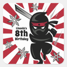 Personalisiert Ninja Samurai Warrior Birthday Quadratischer Aufkleber