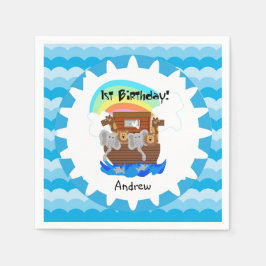 Personalisiert Noah's Ark 1. Geburtstagspapier Nap Serviette