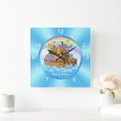 Personalisiert, Noah's Ark Clock, für Kinder Quadratische Wanduhr (Zuhause)