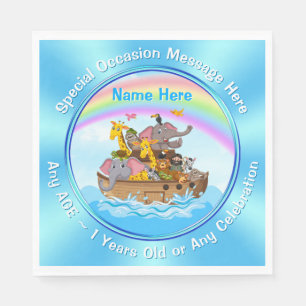 Personalisiert, Noah's Ark Napkins, Noah's Ark Par Serviette