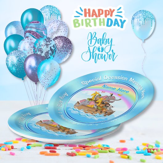 PERSONALISIERT, Noahs Ark Paper Teller. 3 Größe Pappteller