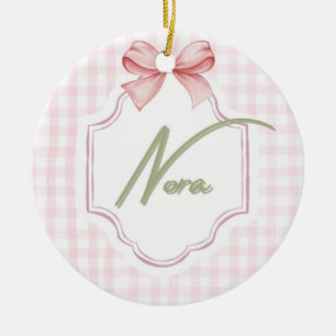 Personalisiert Nora Baby Girl Kinderzimmer Bow&Gin Keramik Ornament