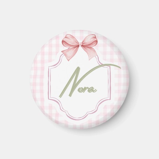 Personalisiert Nora Baby Girl Kinderzimmer Bow&Gin Magnet (Vorne)