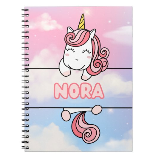 Personalisiert Nora Unicorn Girlie Notebook Notizblock (Vorderseite)
