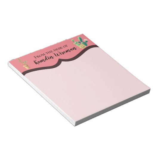 Personalisiert Notepad Bohemisch Cactus succulents Notizblock (angewinkelt)