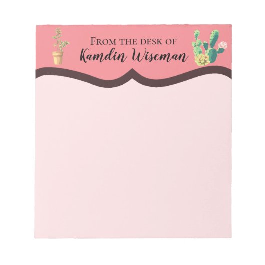 Personalisiert Notepad Bohemisch Cactus succulents Notizblock (Vorderseite)