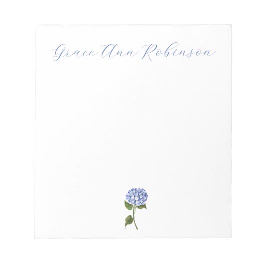 Personalisiert Notepad Classy Hydrangea Notizblock (Vorderseite)