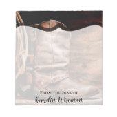 Personalisiert Notepad Cowboy Boots Barn Wood Rust Notizblock (Vorderseite)