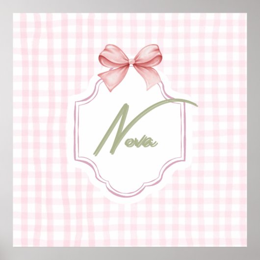 Personalisiert Nova Baby Girl Kinderzimmer Bow&Gin Poster (Vorne)
