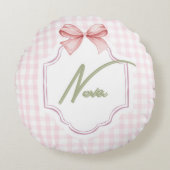 Personalisiert Nova Baby Girl Kinderzimmer Bow&Gin Rundes Kissen (Vorderseite)