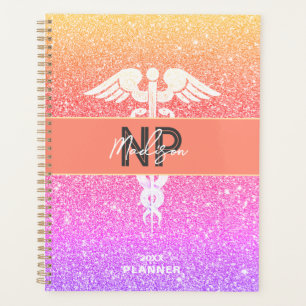Personalisiert NP Nurse Practitioner Rainbow Glitz Planer