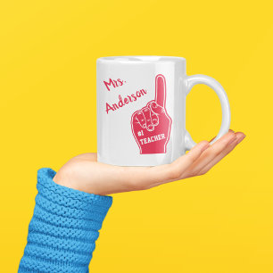 Personalisiert Nummer Eins Lehrerin Foam Finger Kaffeetasse