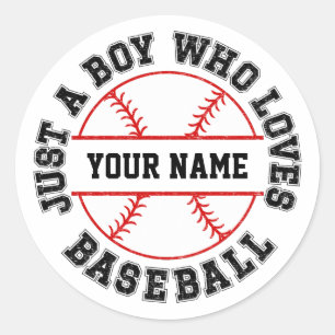 Personalisiert nur ein Junge, der Baseball Liebe Runder Aufkleber