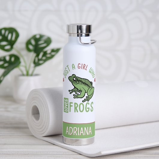 Personalisiert Nur ein Mädchen, das Frösche Lieben Trinkflasche (Yoga)