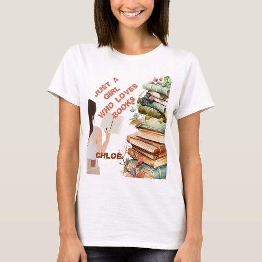 Personalisiert nur ein Mädchen, das Lieben bucht T-Shirt (Vorderseite)