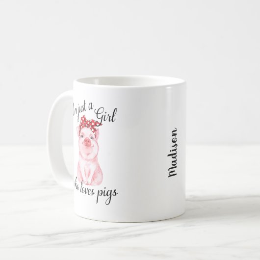 Personalisiert nur ein Mädchen, das Schweine Liebe Kaffeetasse (Vorderseite Links)