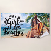 Personalisiert nur ein Mädchen, das Strände Lieben Strandtuch (Vorderseite)
