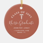 Personalisiert Nurse Abschluss Caduceus Keepake Keramik Ornament (Vorne)