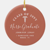 Personalisiert Nurse Abschluss Caduceus Keepake Keramik Ornament (Hinten)