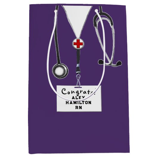 Personalisiert Nurse Abschluss Mittlere Geschenkta Mittlere Geschenktüte (Vorderseite)