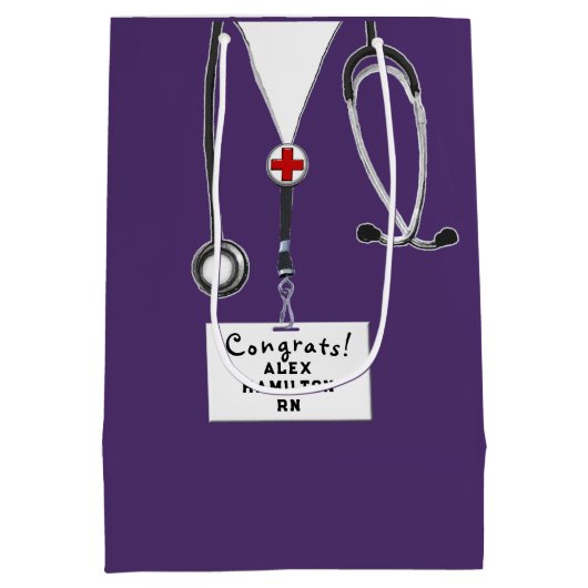 Personalisiert Nurse Abschluss Mittlere Geschenkta Mittlere Geschenktüte (Rückseite)