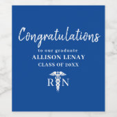 Personalisiert Nurse Abschluss Royal Blue Party Weinetikett (Einzelnes Label)