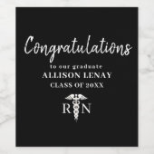 Personalisiert Nurse Abschluss Schwarz-weißes Part Weinetikett (Einzelnes Label)