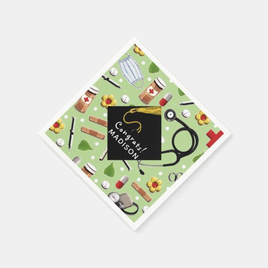 Personalisiert Nurse Abschluss Serviette (Ecke)