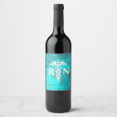 Personalisiert Nurse Abschluss Turquoise Caduceus Weinetikett (Vorderseite)