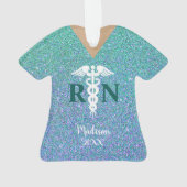 Personalisiert Nurse Aquamarin Blue Glitzer Scrub  Ornament (Rückseite)