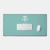 Personalisiert Nurse Aquamarin White Caduceus Medi Schreibtischunterlage (Tastatur & Maus)