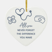 Personalisiert Nurse Blue Doodles Keramik Ornament (Vorne)